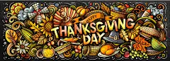 感恩节快乐手绘卡通涂鸦插画。