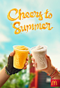 McDonalds - Cheers To Summer : Overview: McDonald’s commissioned us to create a series of composite images for their new summer drinks deal. Each cup, hand, liquid, and background were shot separately. This gave us the freedom to create different combinat