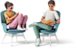 man and woman sitting in chairs Illustration in PNG, SVG