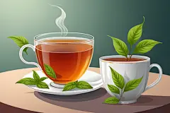 手绘文艺嫩绿芬芳茶香茶叶插画