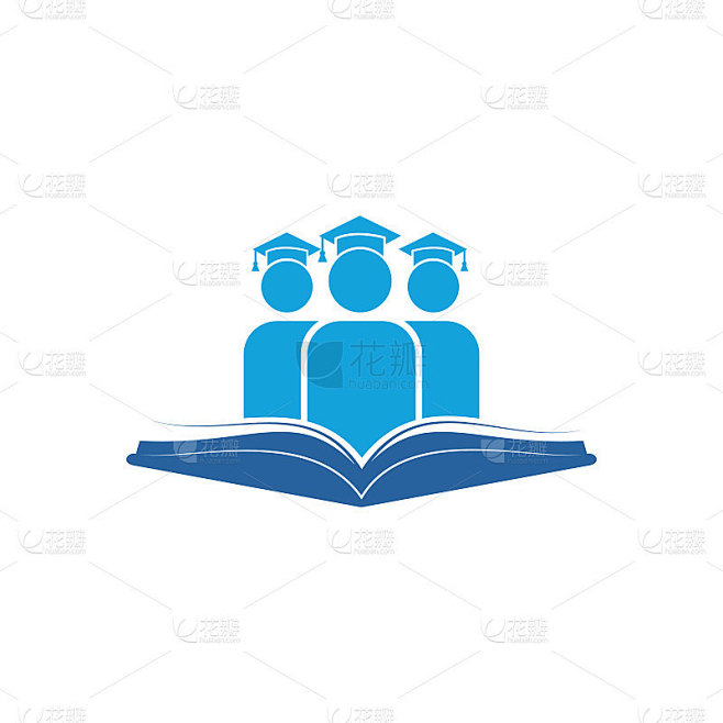 教育和学习矢量标志设计。学生和书籍图标设计。