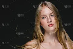 美,彩妆,完美,金色头发,女人,发型,时装模特,女孩,黑色背景,覆盖