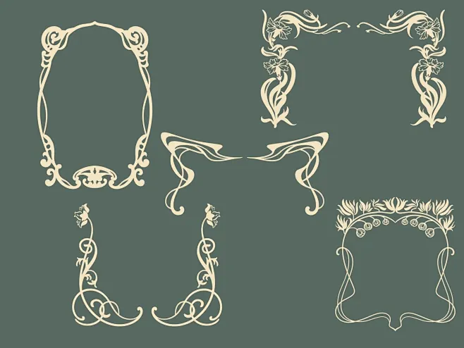 40 PNG & SVG Art Nouveau Frame and Corner Graphic Assets - Etsy.de-花瓣网