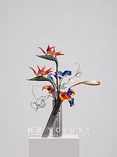 妖及 现代轻奢几何玻璃水晶创意花艺 样板间售楼处酒店玄关摆件-淘宝网