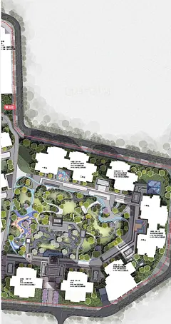 PSD新中式住宅大区景观彩平面ps分层素材中式园林景观彩平psd素材