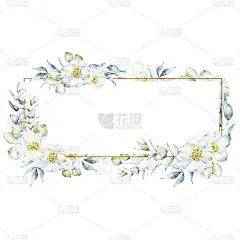 白色和金色水彩画花与桉树植物clipart和玫瑰臀部花的边界，为婚礼请柬，生日卡片，剪贴簿
