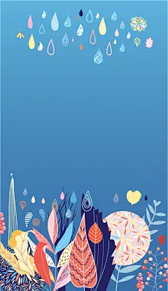 多彩树叶下雨插画海报背景矢量图平面广告 手绘 设计图片 免费下载 页面网页 平面电商 创意素材