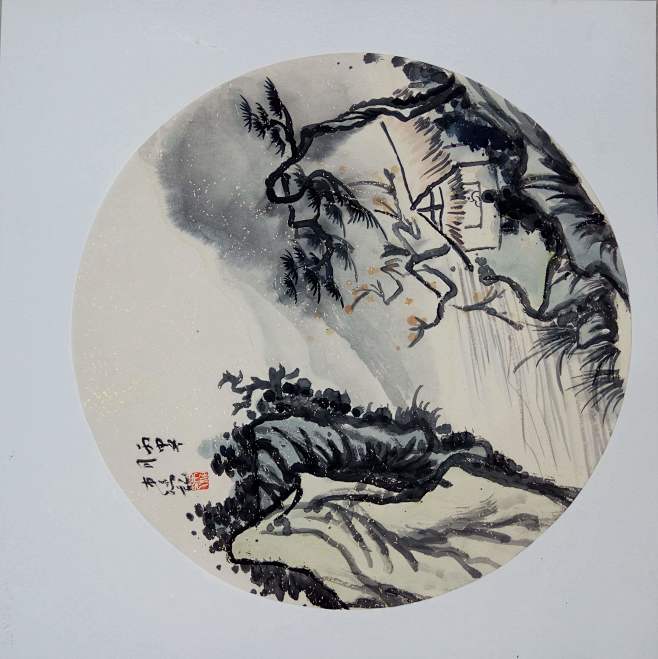 国画写意圆形小品