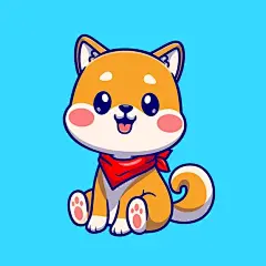 坐着的柴犬小狗卡通插画矢量图设计素材