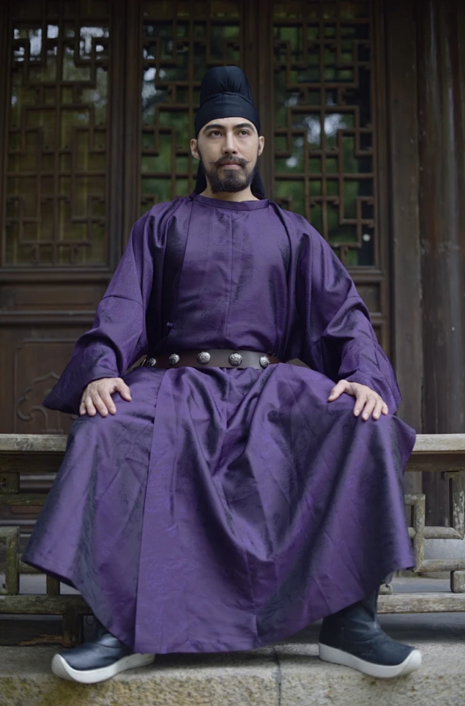 圆领袍 紫色圆领袍 暗花位极人臣圆领袍 唐代圆领袍-淘宝网-花瓣网