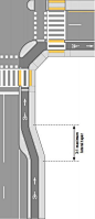 道路布局图，拐出式自行车道。