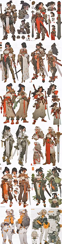 AI动漫角色设定图集 卡通人物插画设计 影视游戏概念设计 临摹图-花瓣网