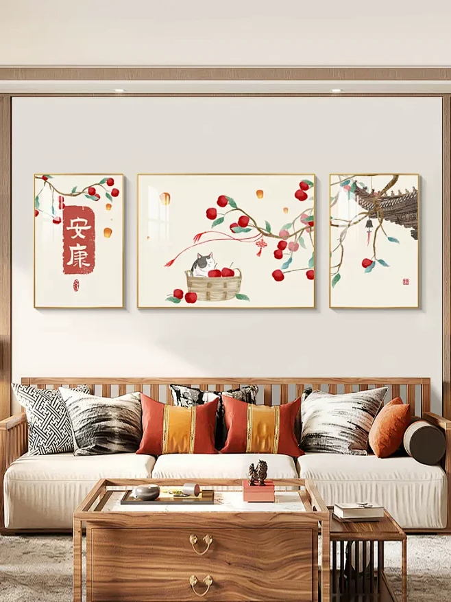 新中式客厅装饰画新中式挂画寓意好的沙发背景墙壁画大气三联画-tmall.com天猫-花瓣网