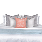 梵廊朵样板房家居软装摆件床上用品10件套床品现代北欧轻奢灰蓝粉-淘宝网