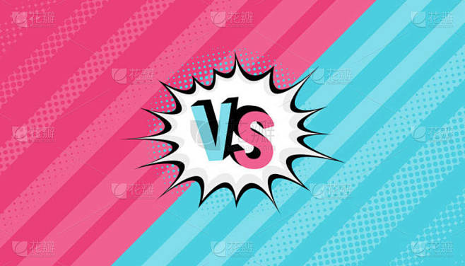 概念 Vs. Versus.男人和女人复古背景漫画风格设计半色调。现代平面样式矢量插图