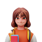 学生女孩3D插图