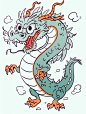 龙年中国龙插画／简笔画简约卡通风格（一）