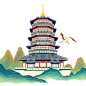 手绘-国潮风建筑