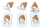 Q版卡通人物美容化妆瘦身瑜伽敷面膜手绘插画描述装饰PNG免抠