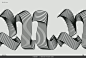 26款复古3D波浪条纹哥特抽象艺术封面标题英文字母ai矢量设计素材
