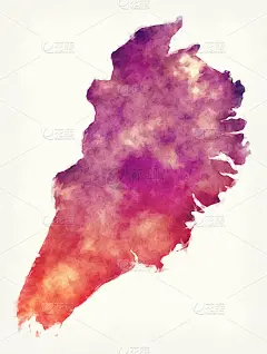 冰岛东部地区水彩图