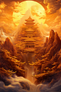 金色神话建筑梦幻游戏原画