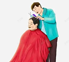 手绘插画二月二龙抬头民俗理发插高清素材 设计图片 页面网页 平面电商 创意素材 png素材