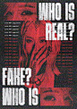 This may contain: a movie poster with the words who is fake? and two women covering their faces