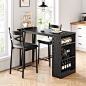 Amazon.com - GAOMON Dining Table Set for 2, Kitchen Bar Table and Chairs for 2, 3-Piece Kitchen Table Set with 2 Upholstered Chairs, Expandable Counter Height Bar Table Set with 3 Storage Shelves, Black - Table & Chair Sets
