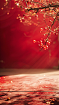 Blank red Chinese simple New Year atmosphere shooting background, blur, depth of field