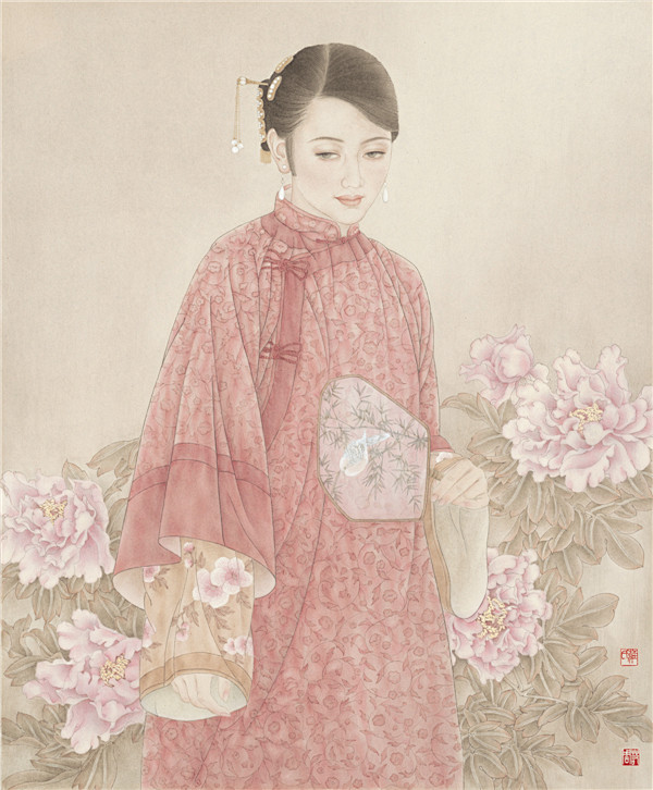 工笔画人物 中国工笔画 限量版庄若周作品...