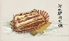 中国传统美食地方特色小吃插画