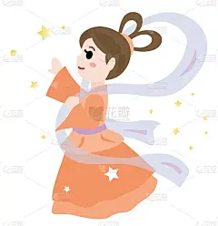 七夕之夜，织女星挥着手。