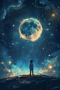 探索六一儿童节小王子油画风插画