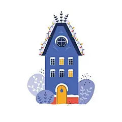 手绘冬季欧式建筑插画矢量图设计素材