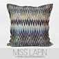 MISS LAPIN/北欧极简/样板房/沙发床头/抱枕/蓝色大波纹提花方枕