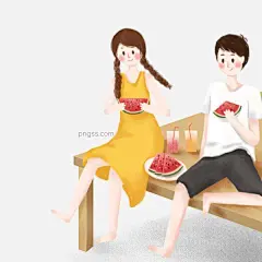 大暑节气吃西瓜的人物元素图片大小2000x2000px 图片尺寸3.3 MB 来自PNG搜索网 pngss.com 免费免扣png素材下载！创意元素#大暑节气#卡通人物#免抠元素#男孩#女孩#人物#手绘元素#西瓜#饮料#装饰图案#