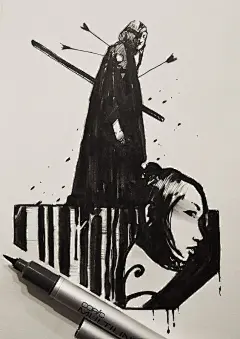 一组速写本上的手绘人物 ​​​​ （作者：西班牙画师 Alexander J ） ​（转）@黑白插画装饰画 ​​​​