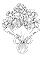 水仙花图形黑白孤立花束素描插图向量插画图片
