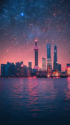 “上海”城市星空夜景壁纸
