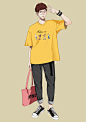 【服装插画男生全身】 | 仙支双一个-qq - 练习作品 - 涂鸦王国插画