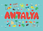 安塔利亚平面插图。安塔利亚画线。现代风格的安塔利亚城市插图。手绘海报，旗帜，明信片，旅游公司的卡片模