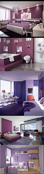 书架 室内设计 卧室 窗户 家居生活  五款紫色家居设计，你最爱哪一间？