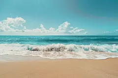 沙滩海浪自然风景壁纸
