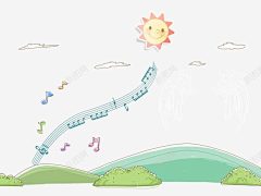 手绘阳光下的山 线描 背景图案 音符 元素 免抠png 设计图片 免费下载 页面网页 平面电商 创意素材