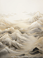 国风山峦线条画-点缀金