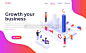 商业经济现代数字化管理等距插画AI矢量素材网页登录Growth your business A520196