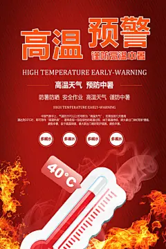 创意三伏天高温预警防暑海报