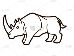 生气,犀牛,插画,卡通,机敏,野生动物,哺乳纲,动物,品牌名称