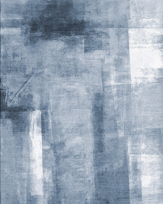 现代风格蓝灰色抽象图案地毯贴图-高端定制...